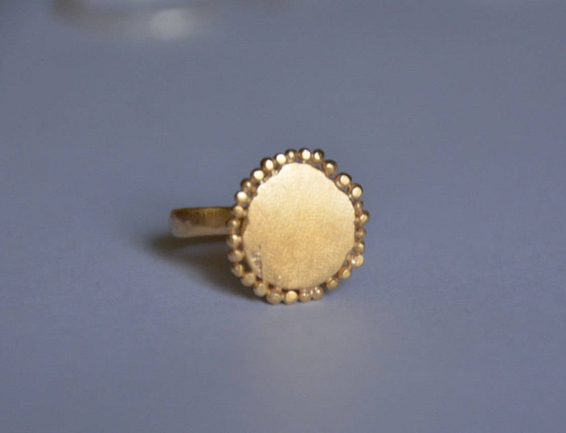 organic design ring gold round ring gold cocktail ring gold statement ring matte gold ring round disc ring Gold disc ring disc ring