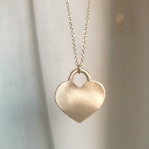 Heart pendant necklace, Solid gold heart necklace, 14k gold necklace, Heart jewelry, Romantic jewelry for women, Boho gold necklace, 9K image 8