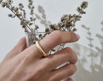 Unique Gold Wedding Band, Dome Wedding Ring, Unique Gold Jewelry, Minimalist Wedding Band, Boho Wedding Band, Rustic Wedding Band