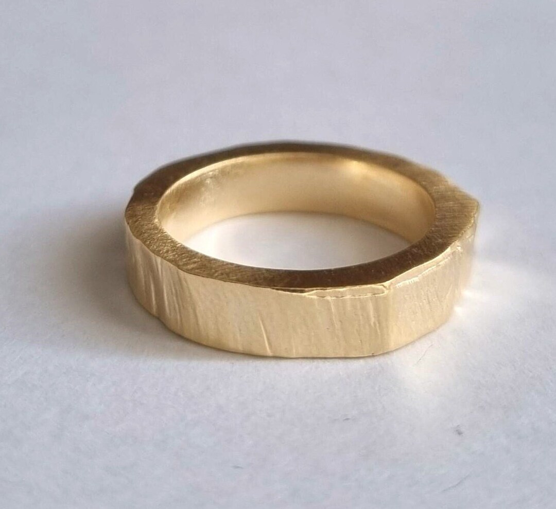 His and Hers Ring, Gold Tree Bark Band, Simple Ring Band, Nature ...