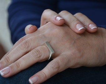 Signet ring women, flat top ring, silver signet ring, stacking rings, stackable rings, flat ring in silver