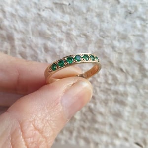 Solid gold ring, Gold Emerald ring, Green Emerald ring, half eternity ring, stacking ring mom, birthstone ring, 14k gold ring, 9k gold ring