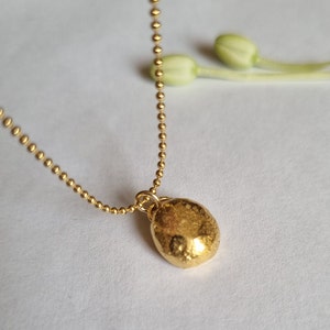 Gold pendant necklace, gold nugget pendant necklace, 14k gold necklace, minimalist simple necklace, everyday necklace, gold necklace image 7