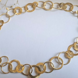 Statement necklaces for women, Gold link necklace, Modern necklace, Hammered necklace, Silver chunky necklaces, Big bridal necklace, Rustic