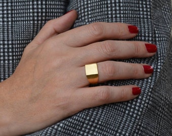 Signet ring women, gold signet rings, signet ring, square signet ring, women seal ring, gold pinky ring, men signet ring