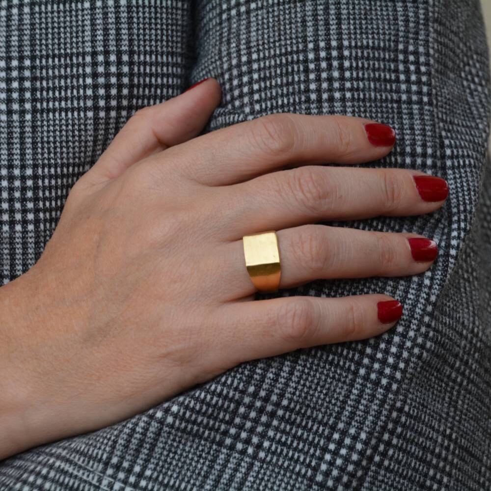 Anillo de sello mujeres anillos de sello de oro anillo de sello anillo de sello cuadrado anillo de sello de mujer anillo menique de oro anillo de sello de hombre Etsy