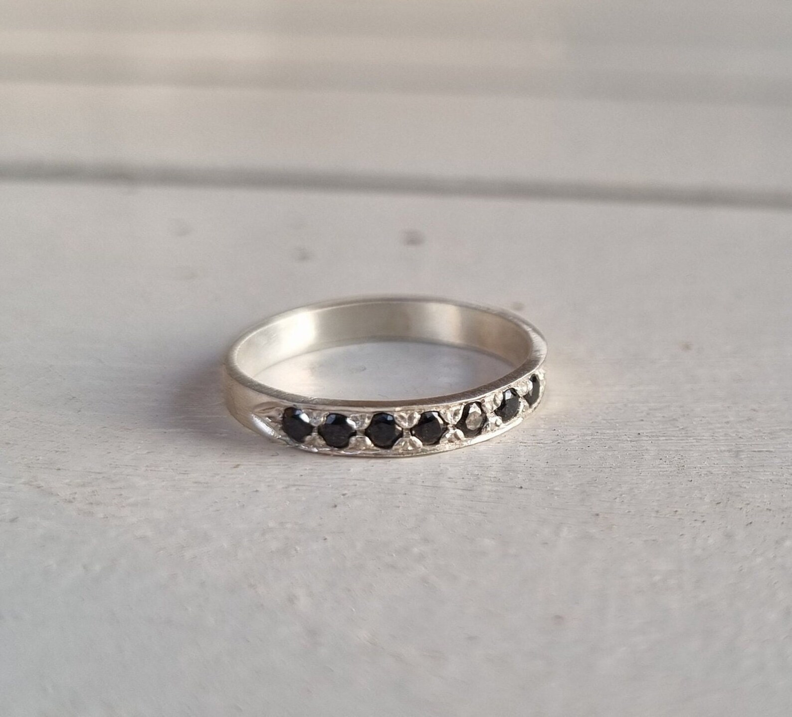 Multi Inlay Onyx Stacker Ring