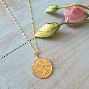 Gold coin necklace, 14k gold necklace, Moroccan coin necklace, gold pendant necklace image 3