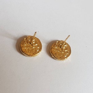 Gold stud earrings, coin stud earrings, gold coin earrings, simple earrings, disc earrings, gold coin studs, gold studs, 14k gold earrings image 8