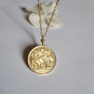 Gold coin necklace, 14k gold necklace, Moroccan coin necklace, gold pendant necklace image 4