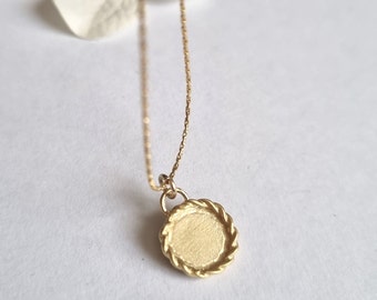Goldkette Plättchen, 14k Goldkette, Kette mit Anhänger, Gold Minimalist Halskette, Charm Halskette, 9k Goldkette