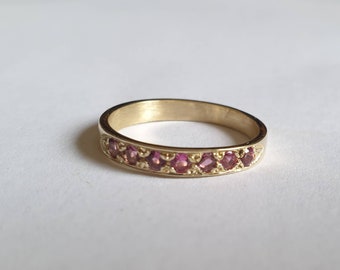 Solid gold ring, Tourmaline ring, 14k gold ring, October birthstone ring, pink Tourmaline ring, stacking rings, October birthday jewelry