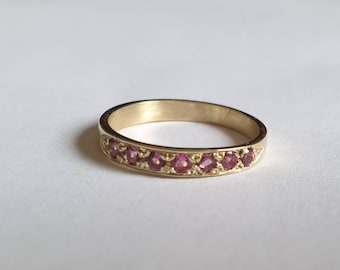 Solid gold ring, Tourmaline ring, 14k gold ring, October birthstone ring, pink Tourmaline ring, stacking rings, October birthday jewelry