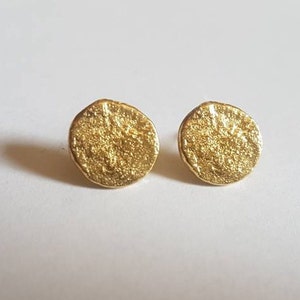 Gold stud earrings, coin stud earrings, gold coin earrings, simple earrings, disc earrings, gold coin studs, gold studs, 14k gold earrings image 2