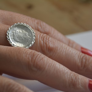 Coin ring, signet ring women, coin signet ring, sterling silver coin ring, signet ring, cocktail ring, vintage ring silver ring, pinky ring