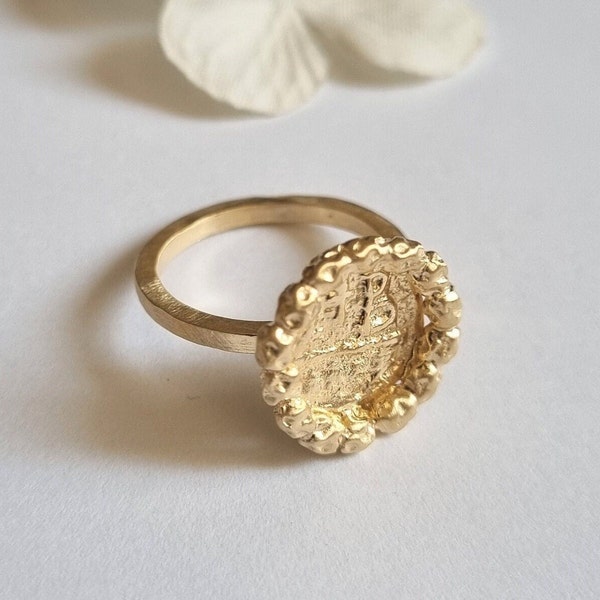 Gold coin ring, antique coin ring, old coin ring, antique ring, ancient coin ring, gold ring, ring size 4, coin ring, size 13 ring