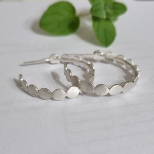 Silver hoop earrings, medium hoops, open hoop earrings, silver hoops, handmade hoop earrings, hoop stud earrings, Unique hoop earrings