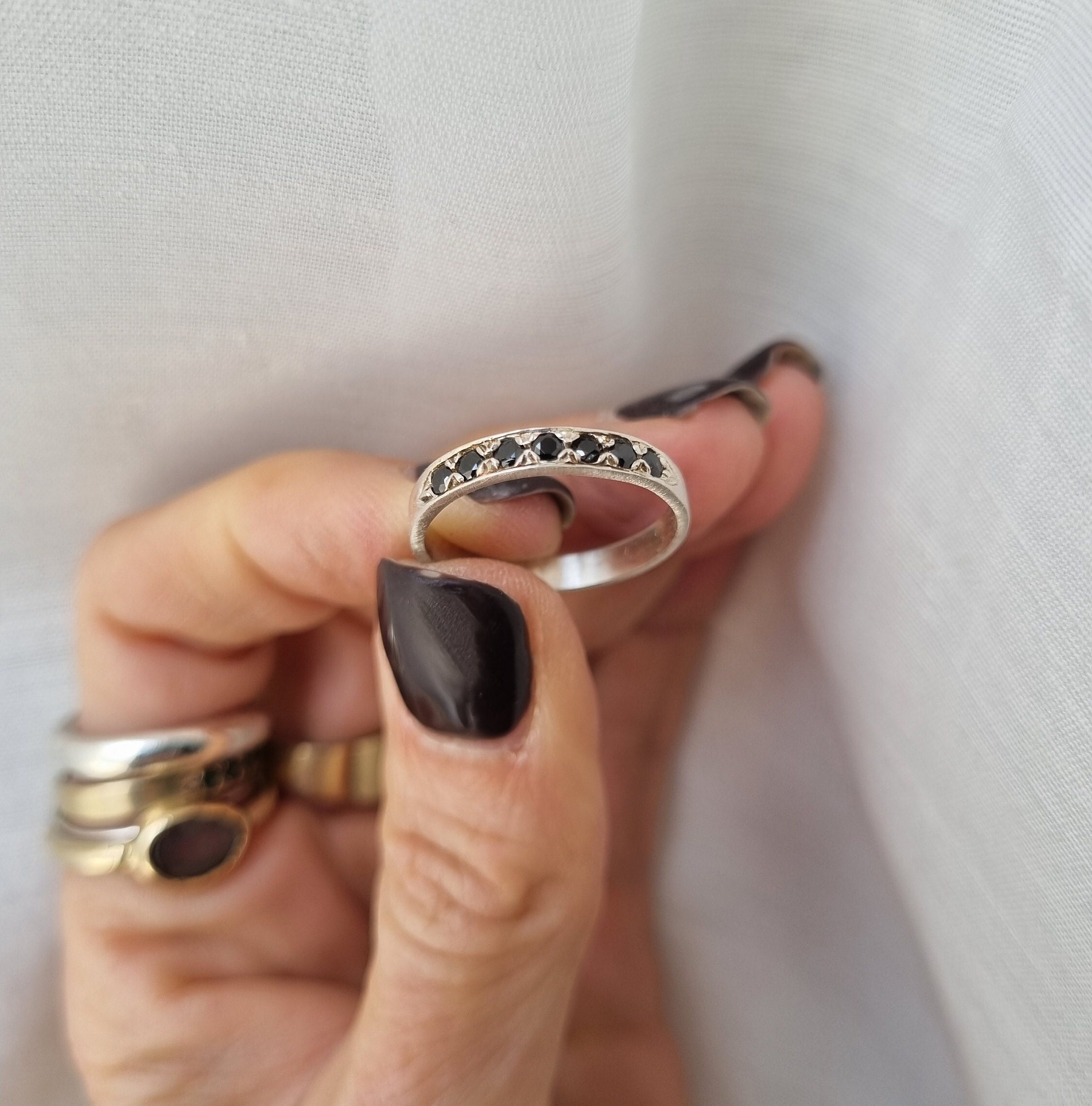 Onyx Single Cable Thick Stacker Ring main image 0
