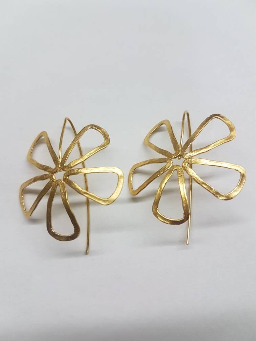 Gold Flower Earrings Drop Flower Earrings Gold Delicate - Etsy