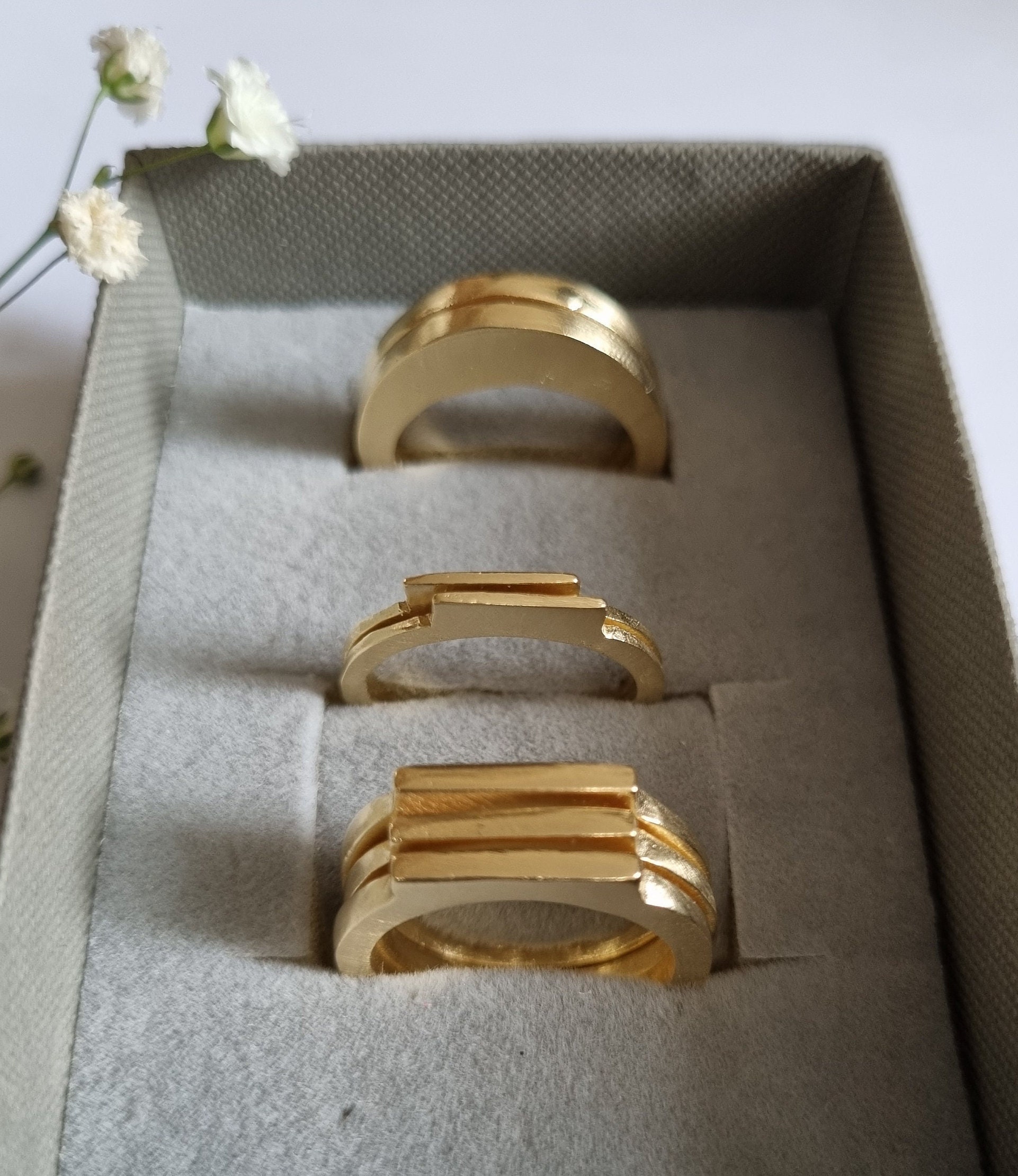 Stacking Thin Signet Rings, Gold Signet Rings Women, Stacking Skinny ...