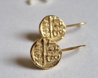 Antike Münze Ohrringe, Goldmünze Ohrringe, Gold Ohrringe, antike Ohrringe Gold, Münze Ohrringe, zarte Goldohrringe