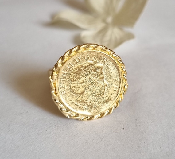 Gold Coin Ring Coin Pinky Ring Gold Signet Ring Coin Signet Ring Cocktail Ring Vintage Style Coin Ring Vintage Gold Ring Pinky Ring Etsy Ireland