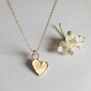 Solid gold necklace, 14k gold necklace, heart necklace, , gold pendant necklace, 9k necklace, minimalist necklace, Bat Mitzvah gift