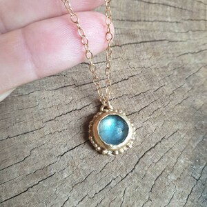 Gold pendant necklace, Labradorite necklace, gemstone necklace, 14k gold necklace, green gold necklace, gift for mom image 2