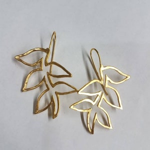 Gold Blatt Ohrringe, Gold Blätter Ohrringe, Natur Schmuck, Blatt Ohrringe, Zweig Ohrringe, Botanische Ohrringe, 14k Gold Ohrringe