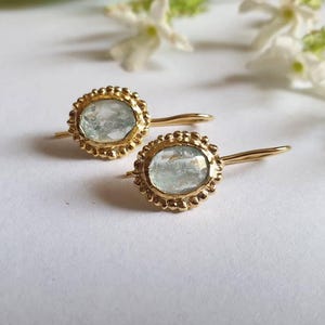 Pendientes de aguamarina, pendientes con piedra natal de marzo