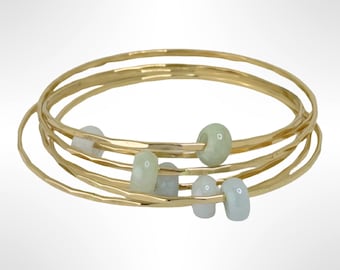 14k Gold Filled 9mm Jade donut abacus Bangle