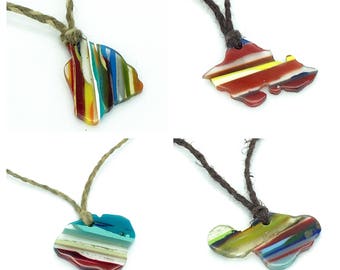 Recycled surfboard resin Hawaiian Island pendants ~ Big Island ~ Maui ~ Kauai ~ Oahu ~ Molokai