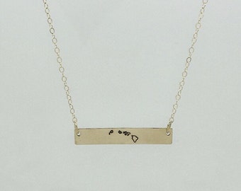 Personalized horizontal bar necklace in Sterling Silver or 14k Gold-Filled