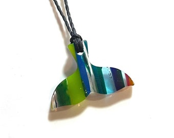 Recycled surfboard resin pendants ~ whale Tail