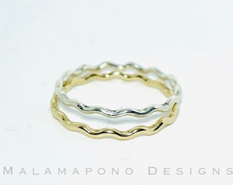 Nalu wave stacker rings in Sterling silver or 14k gold filled