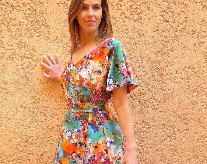 Satin midi dress for cocktail or wedding guest
