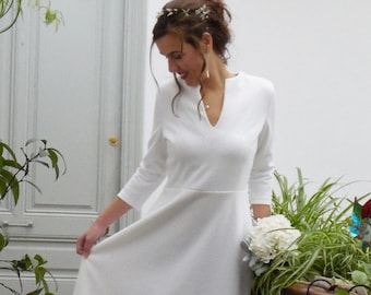 FERNANDA : Robe de cérémonie civile. robe de mariée avec manches longues. Mariage civil