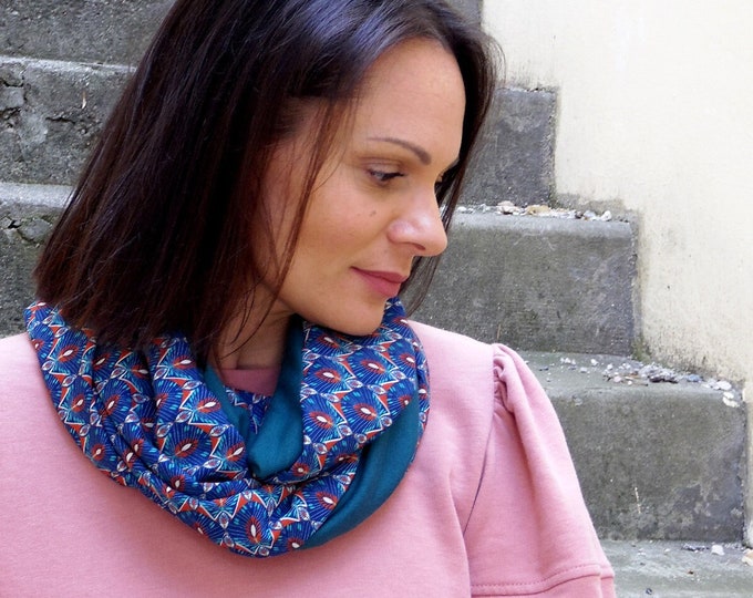 Snood neck warmer for women turquoise blue color gift idea