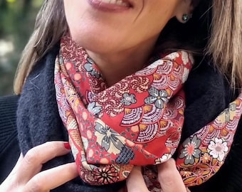 Women Snood | tube collar | tubular scarf | infinity scarf | infinite scarf| circular scarves|blue scarf| japanese fabric