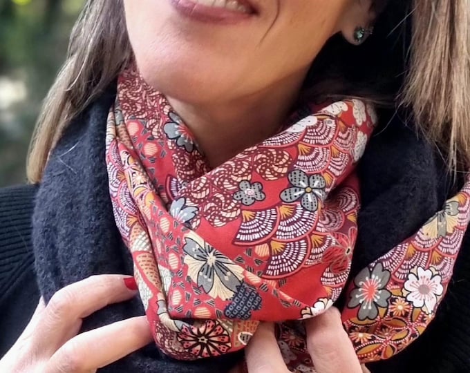 Women Snood | tube collar | tubular scarf | infinity scarf | infinite scarf| circular scarves|blue scarf| japanese fabric