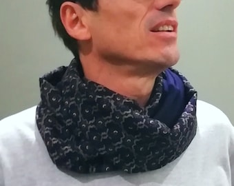 snood two trendy neck warmers for men or women, double collar, tube scarf, scarf, fluid, neck warmer, navy blue, camel, gift