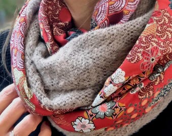 Women Snood | tube collar | tubular scarf | infinity scarf | infinite scarf| circular scarves|blue scarf| japanese fabric