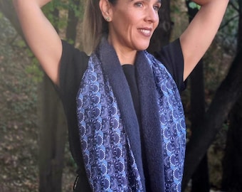 Women Snood | tube collar | tubular scarf | infinity scarf | infinite scarf| circular scarves|blue scarf| japanese fabric