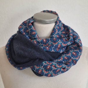 Looped neck snood for women, blue color, gift idea image 6