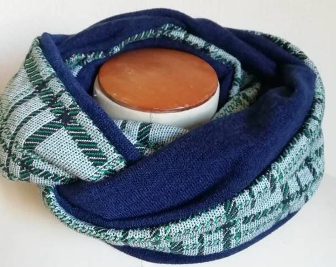 tubular woolen scarf for woman with a cotton side.  flowers pattern