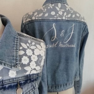 Personalized denim wedding jacket for bride