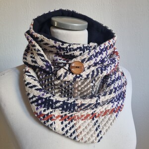 Neck warmer with button Checked scarf for women. cheche gift idea for her image 6