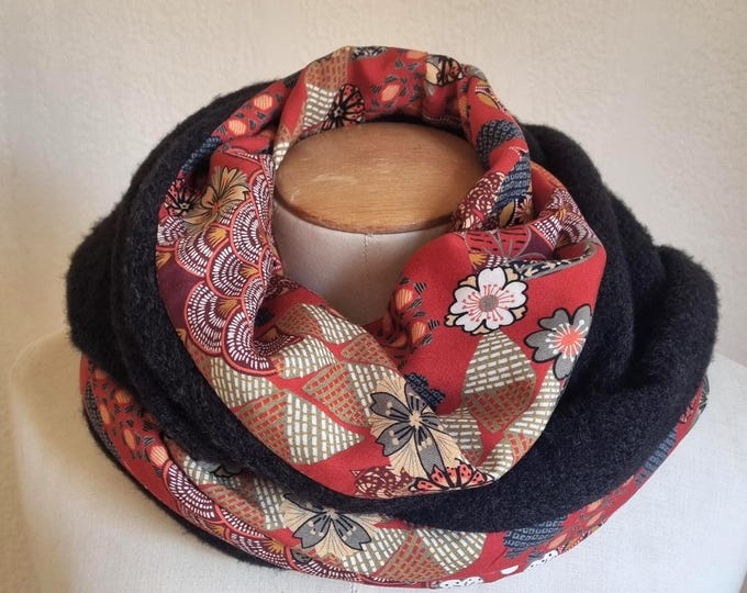 Women Snood | tube collar | tubular scarf | infinity scarf | infinite scarf| circular scarves|blue scarf| japanese fabric