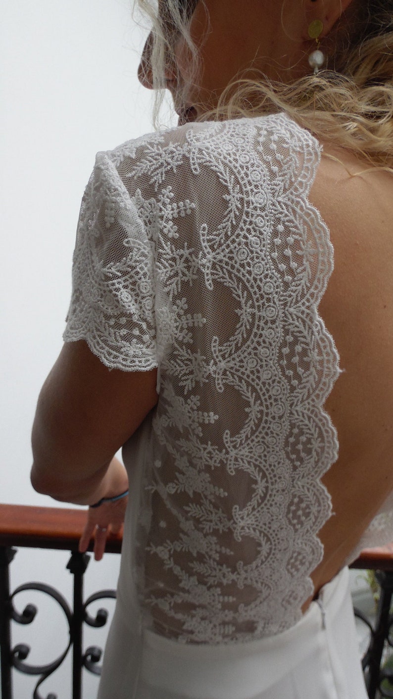 Robe de mariée Isabella courte dentelle dos nu