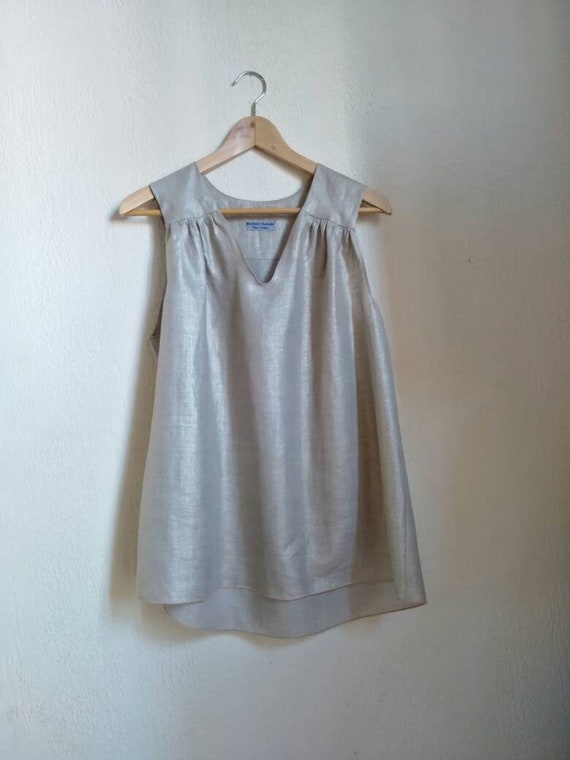 Top en lin doré pour femme. Débardeur été beige naturel | Etsy